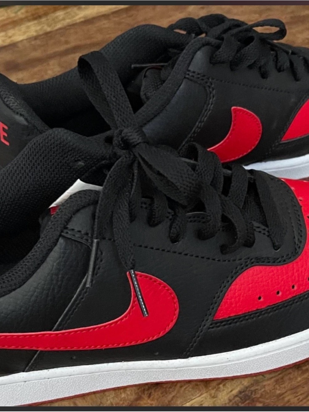 Nike court vision  Black Sneakers with Red Swoosh